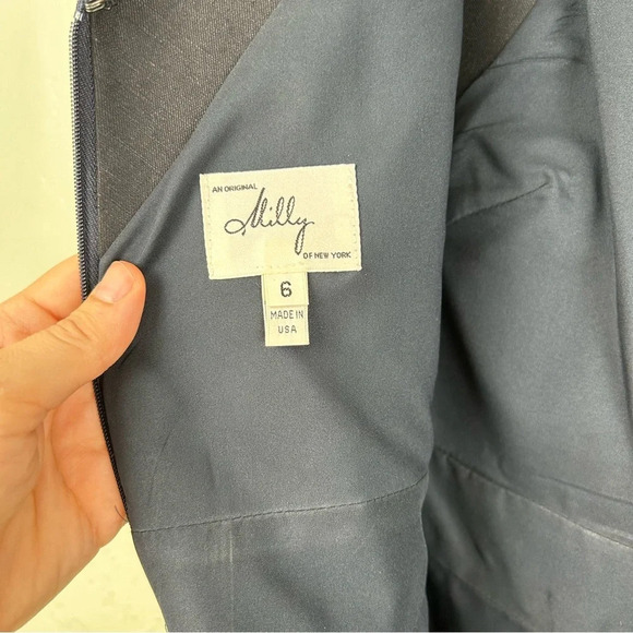 Milly Sleeveless Little Black Dress Bondage Pockets V-Neck Size 6 0039 - Picture 3 of 12